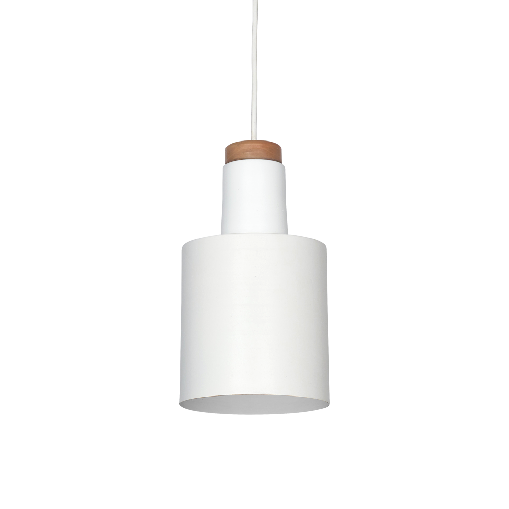 COLGANTE RECTO 15CM BLANCO + MADERA 1XE27